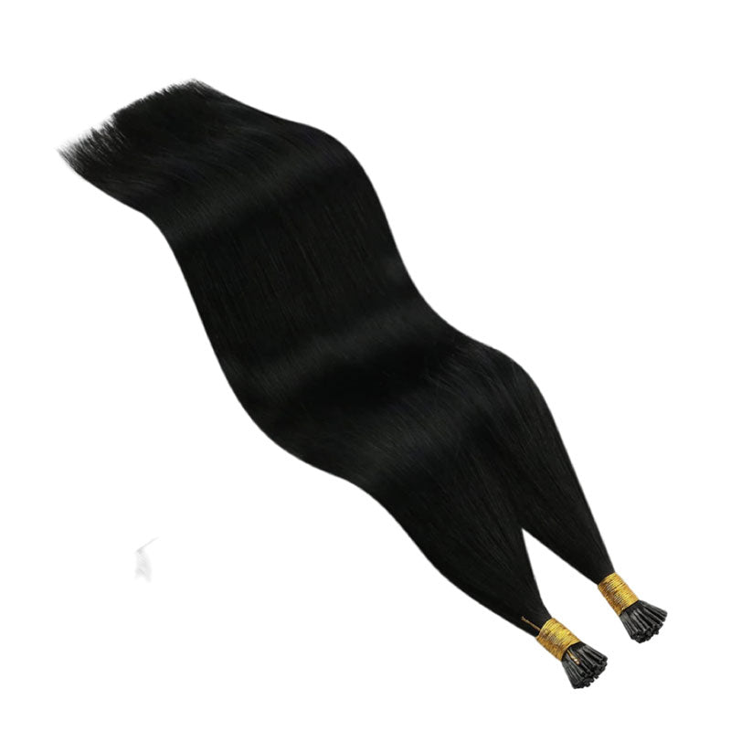 #1 Jet Black I-Tips 25 Strands