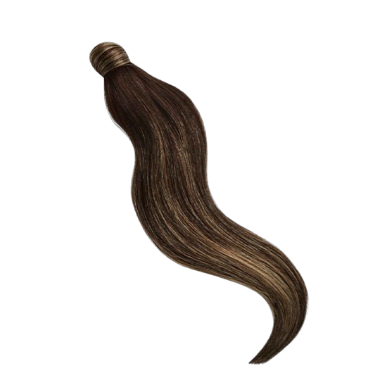 T2-2/8 Natural Dark Brown with Sun-kissed Highlights Ponytails