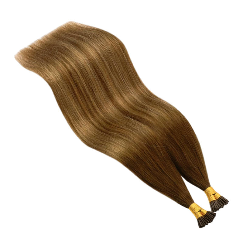 #6/8 Toffee Brown with Light Brown I-Tips 50 Strands
